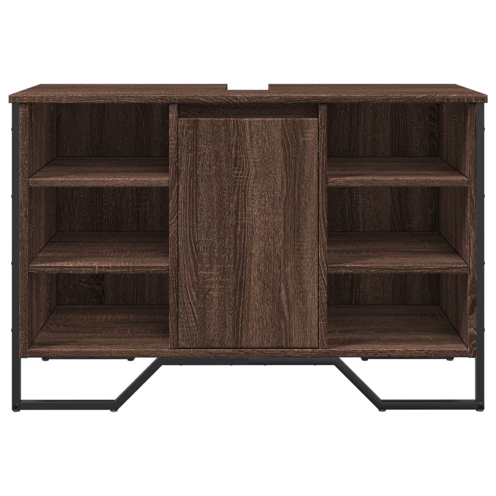 Wastafelkast 91x35x60 cm bewerkt hout bruin eikenkleurig is nu te koop bij PeponiXL, paradijselijk wonen!