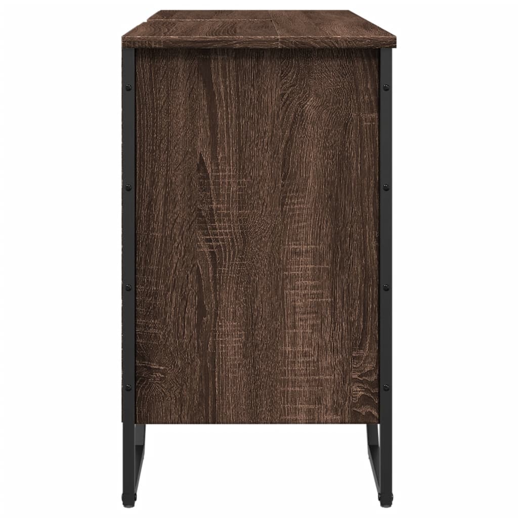 Wastafelkast 91x35x60 cm bewerkt hout bruin eikenkleurig is nu te koop bij PeponiXL, paradijselijk wonen!