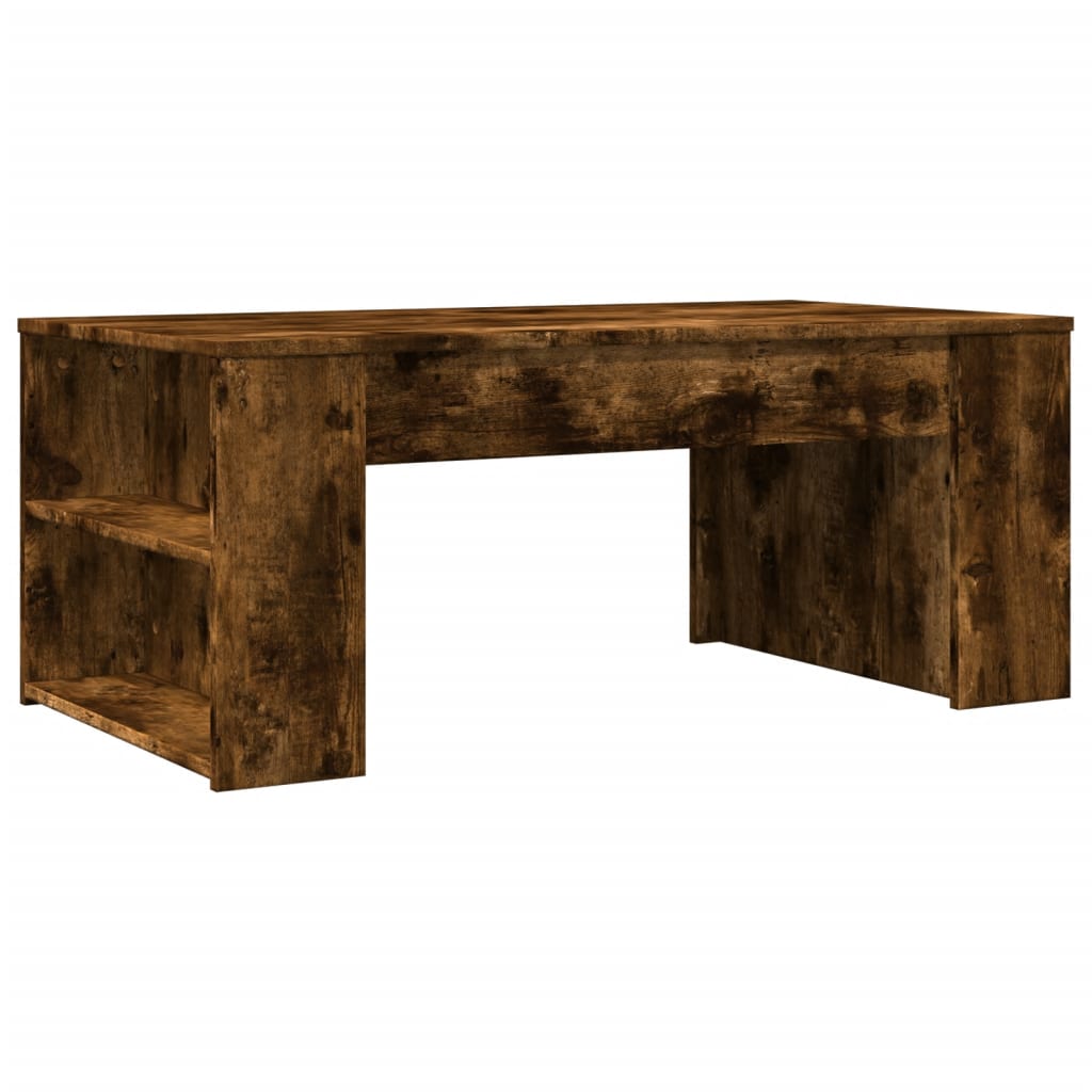 Salontafel 102x55x42 cm bewerkt hout gerookt eikenkleurig is nu te koop bij PeponiXL, paradijselijk wonen!