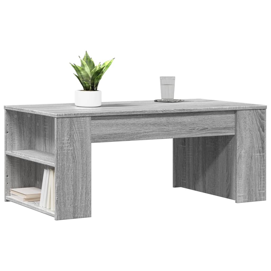 Salontafel 102x55x42 cm bewerkt hout grijs sonoma eikenkleurig is nu te koop bij PeponiXL, paradijselijk wonen!