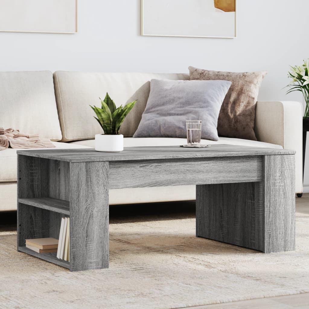 Salontafel 102x55x42 cm bewerkt hout grijs sonoma eikenkleurig is nu te koop bij PeponiXL, paradijselijk wonen!
