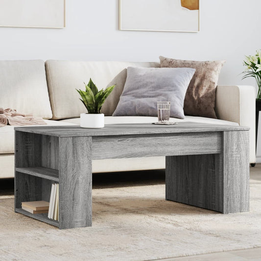 Salontafel 102x55x42 cm bewerkt hout grijs sonoma eikenkleurig is nu te koop bij PeponiXL, paradijselijk wonen!