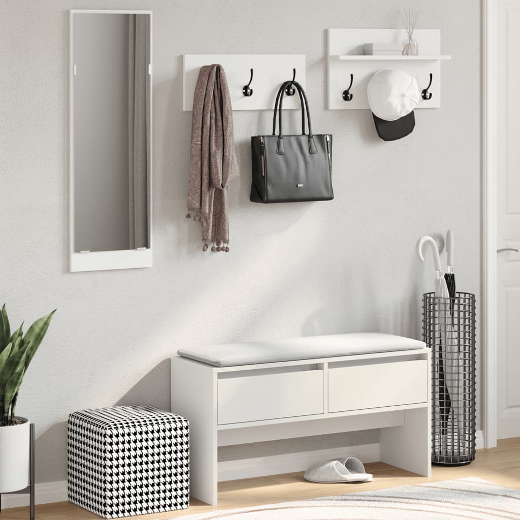 4-delige Garderobe set bewerkt hout wit is nu te koop bij PeponiXL, paradijselijk wonen!