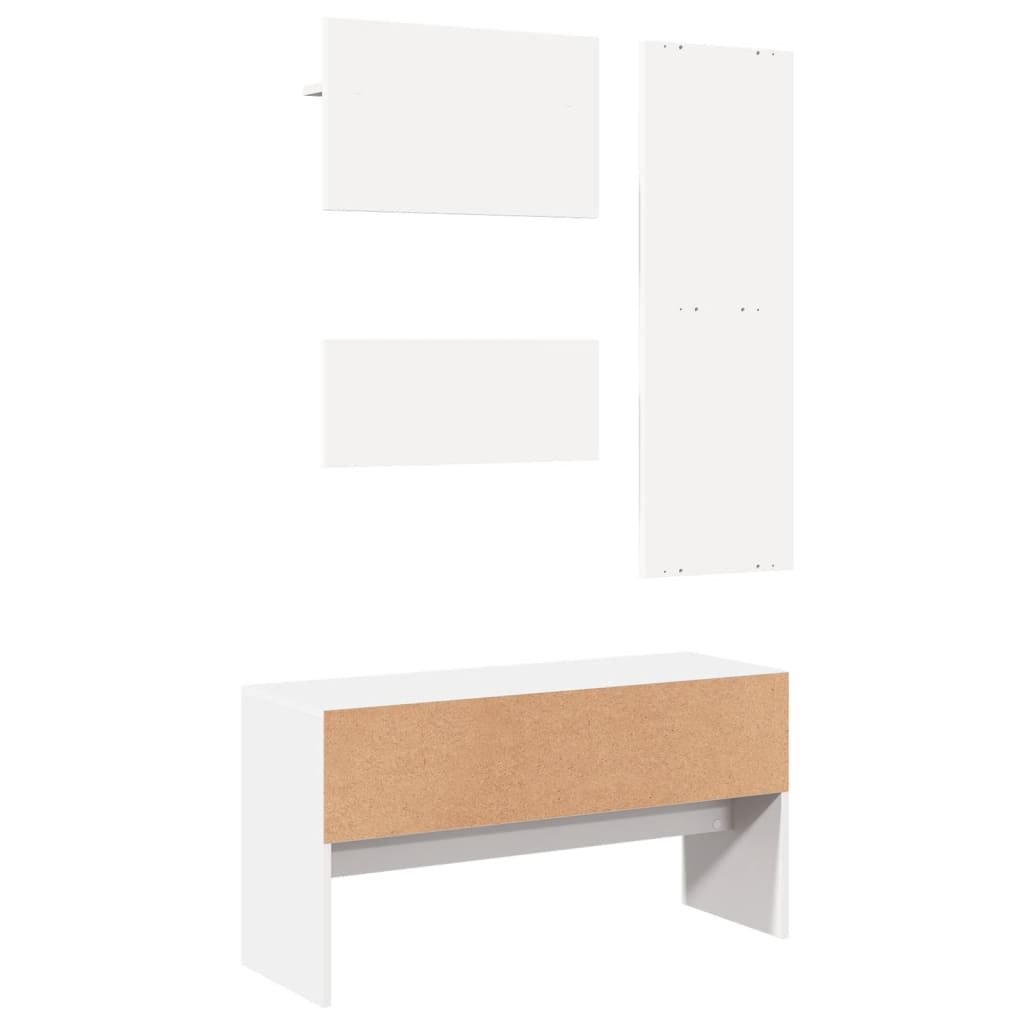 4-delige Garderobe set bewerkt hout wit is nu te koop bij PeponiXL, paradijselijk wonen!