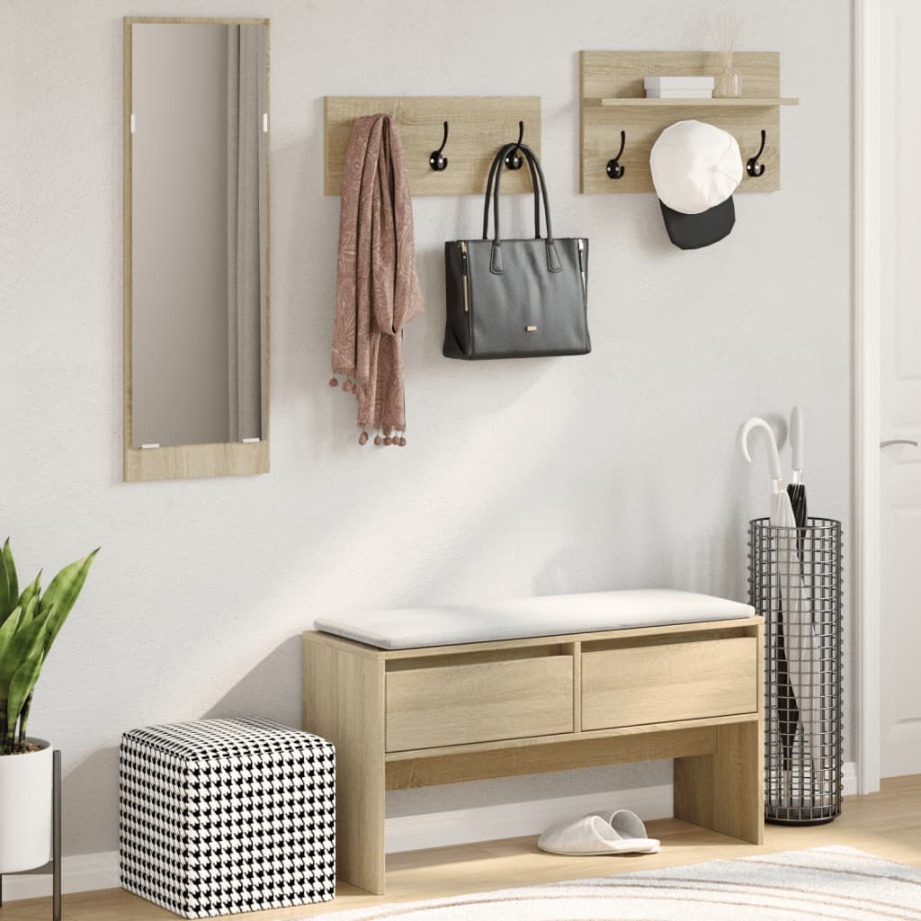 4-delige Garderobe set bewerkt hout sonoma eikenkleurig is nu te koop bij PeponiXL, paradijselijk wonen!