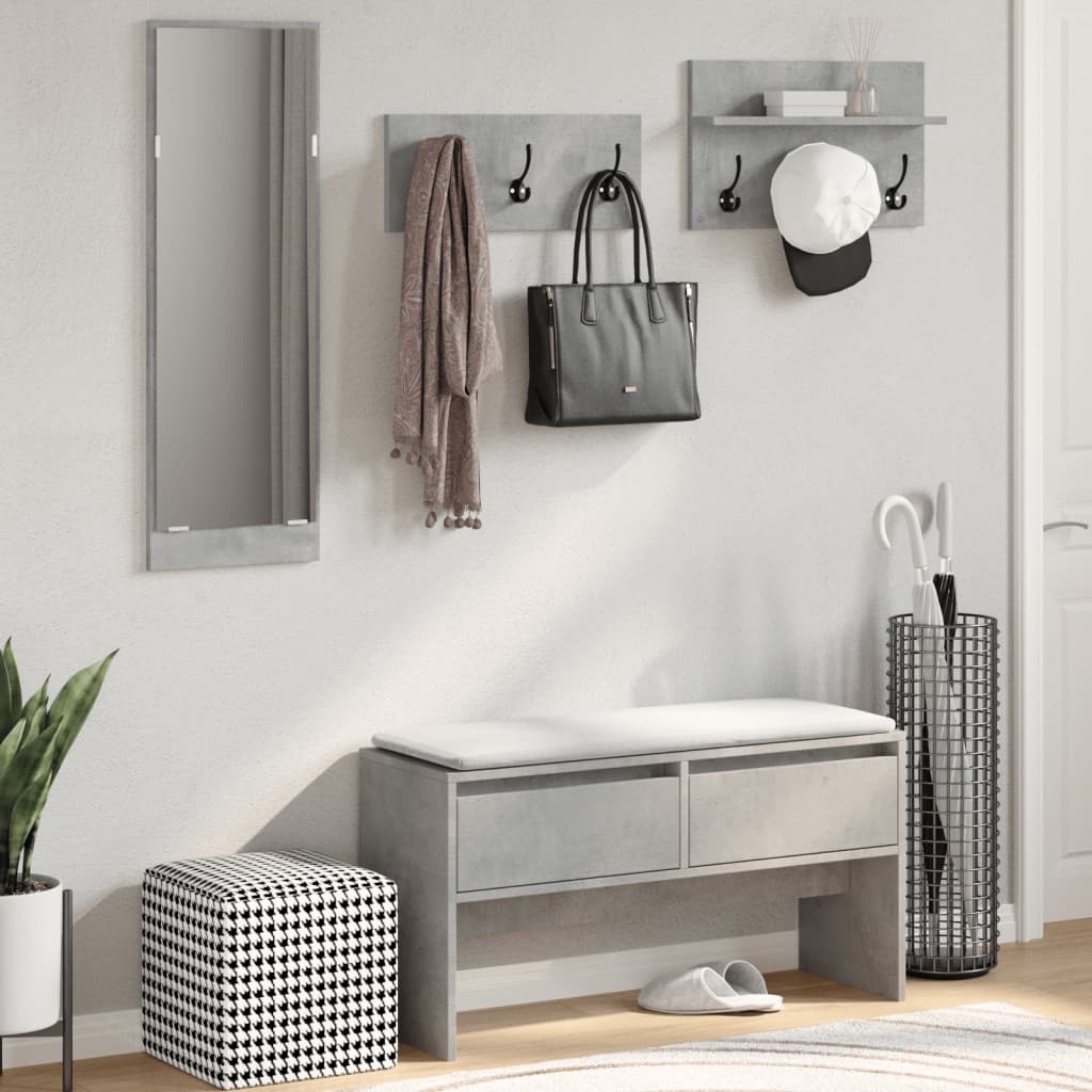 4-delige Garderobe set bewerkt hout betongrijs is nu te koop bij PeponiXL, paradijselijk wonen!