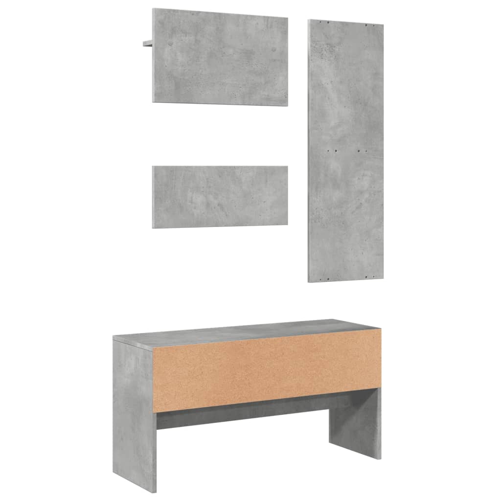 4-delige Garderobe set bewerkt hout betongrijs is nu te koop bij PeponiXL, paradijselijk wonen!