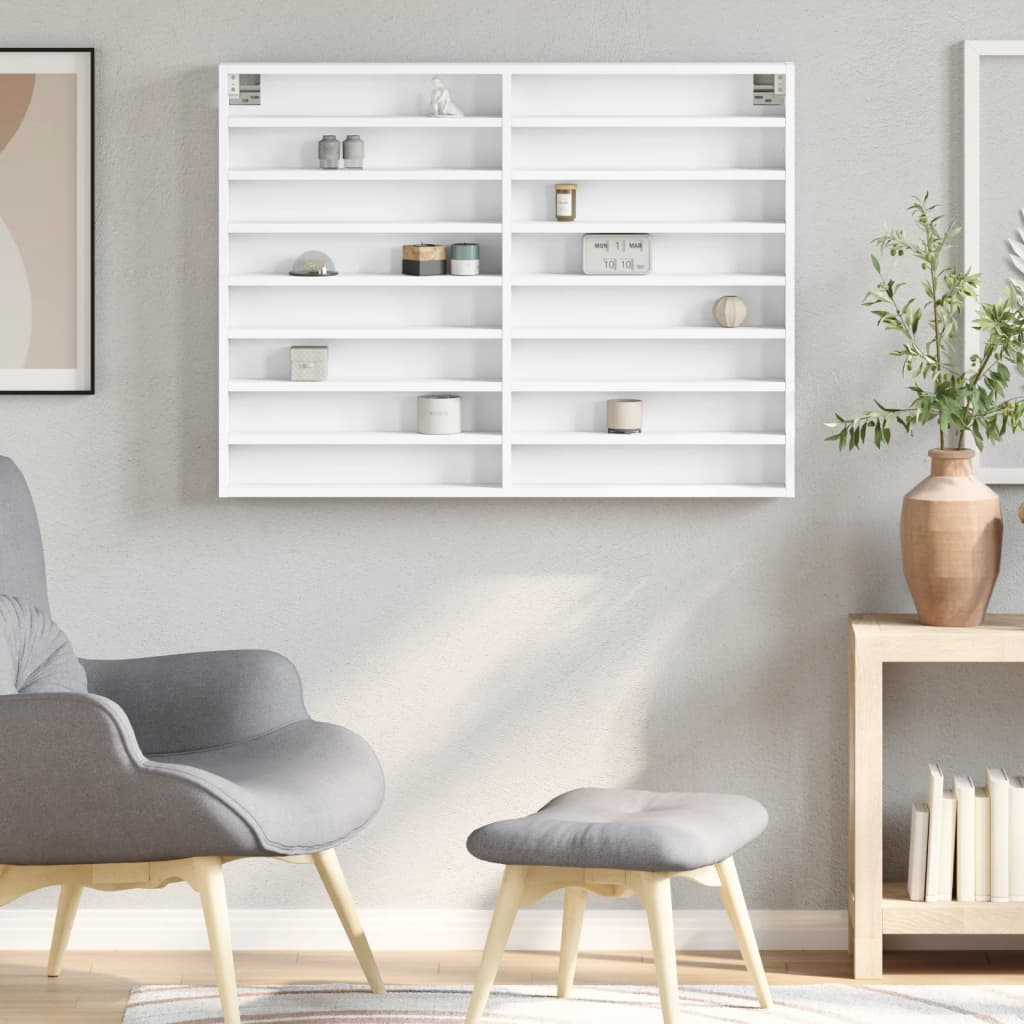 Vitrinekast 100x8,5x75 cm bewerkt hout wit is nu te koop bij PeponiXL, paradijselijk wonen!