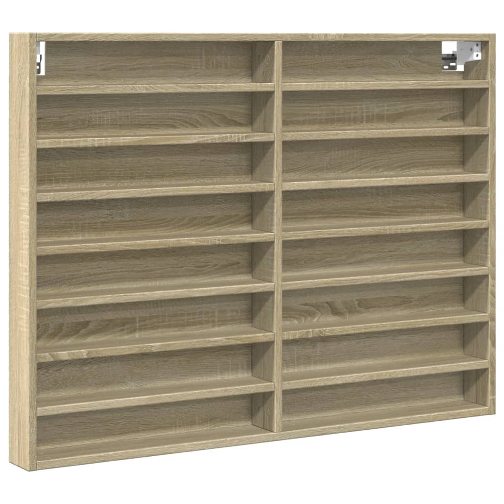 Vitrinekast 100x8,5x75 cm bewerkt hout sonoma eikenkleurig is nu te koop bij PeponiXL, paradijselijk wonen!