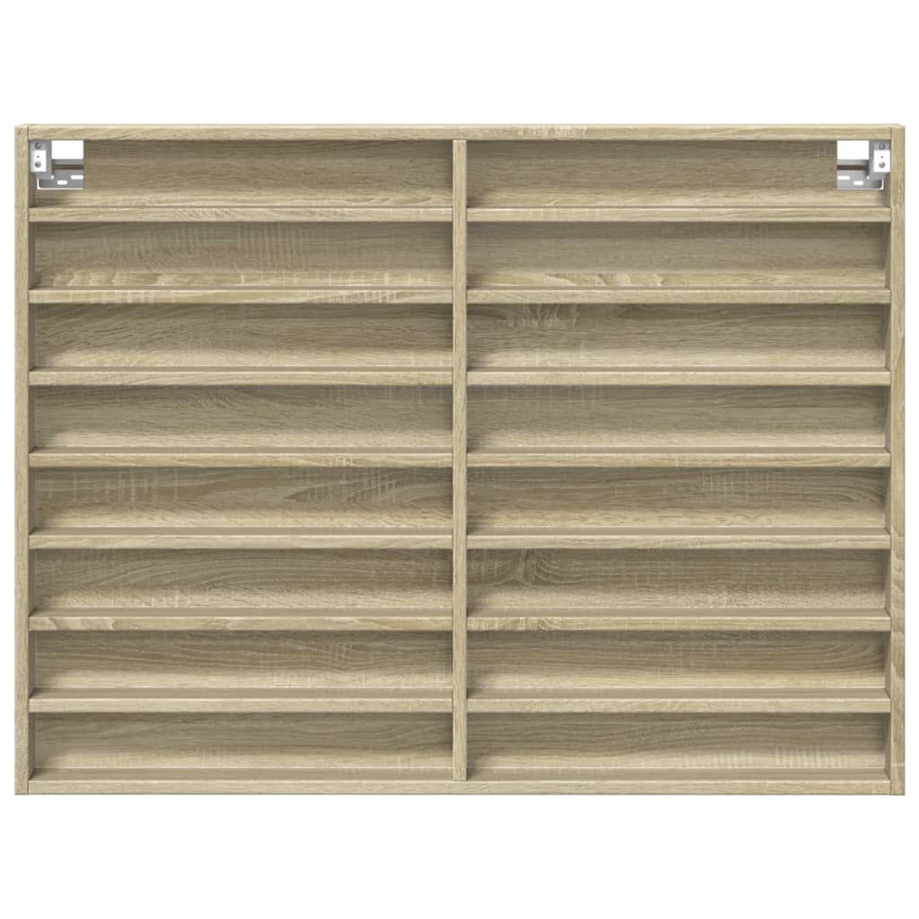Vitrinekast 100x8,5x75 cm bewerkt hout sonoma eikenkleurig is nu te koop bij PeponiXL, paradijselijk wonen!