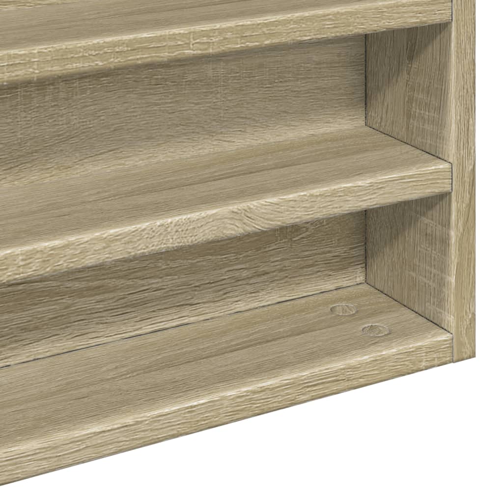 Vitrinekast 100x8,5x75 cm bewerkt hout sonoma eikenkleurig is nu te koop bij PeponiXL, paradijselijk wonen!