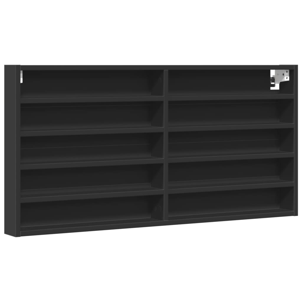 Vitrinekast 100x8,5x50 cm bewerkt hout zwart is nu te koop bij PeponiXL, paradijselijk wonen!