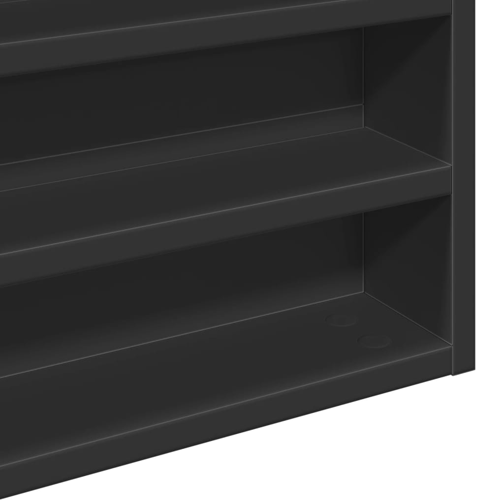 Vitrinekast 100x8,5x50 cm bewerkt hout zwart is nu te koop bij PeponiXL, paradijselijk wonen!