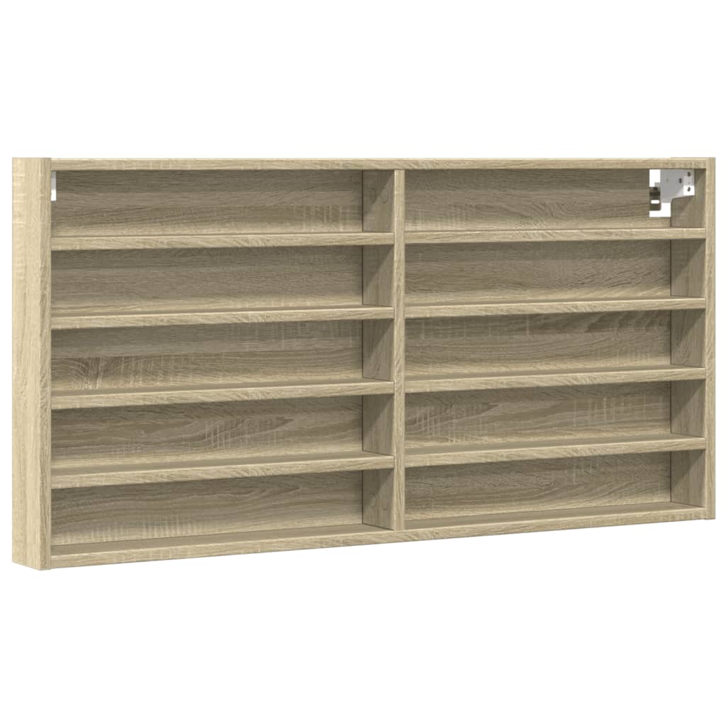 Vitrinekast 100x8,5x50 cm bewerkt hout sonoma eikenkleurig is nu te koop bij PeponiXL, paradijselijk wonen!