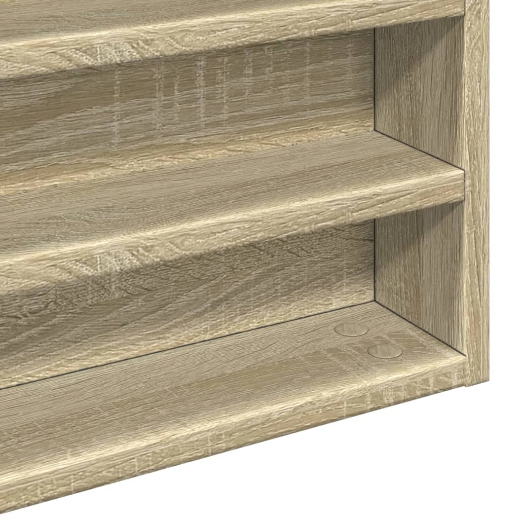 Vitrinekast 100x8,5x50 cm bewerkt hout sonoma eikenkleurig is nu te koop bij PeponiXL, paradijselijk wonen!