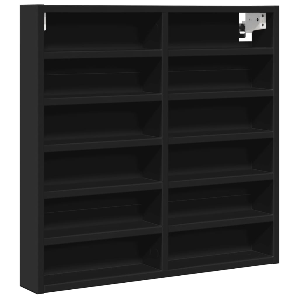 Vitrinekast 60x8,5x58 cm bewerkt hout zwart is nu te koop bij PeponiXL, paradijselijk wonen!
