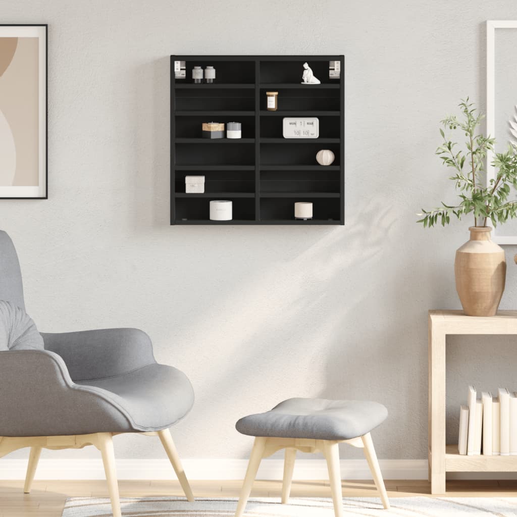 Vitrinekast 60x8,5x58 cm bewerkt hout zwart is nu te koop bij PeponiXL, paradijselijk wonen!