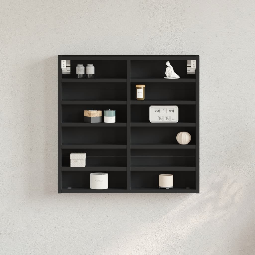 Vitrinekast 60x8,5x58 cm bewerkt hout zwart is nu te koop bij PeponiXL, paradijselijk wonen!