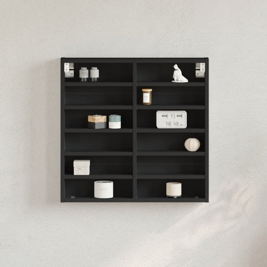 Vitrinekast 60x8,5x58 cm bewerkt hout zwart is nu te koop bij PeponiXL, paradijselijk wonen!