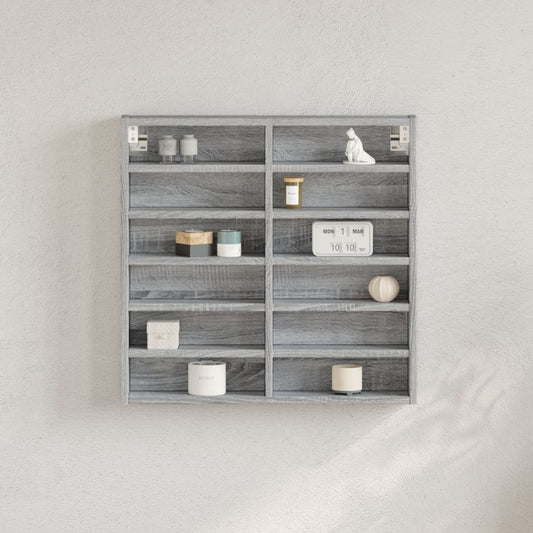 Vitrinekast 60x8,5x58 cm bewerkt hout grijs sonoma eikenkleur is nu te koop bij PeponiXL, paradijselijk wonen!