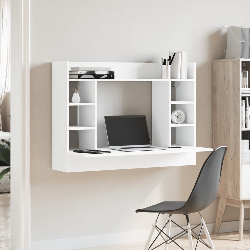 Wandbureau 105x48x75 cm bewerkt hout wit is nu te koop bij PeponiXL, paradijselijk wonen!
