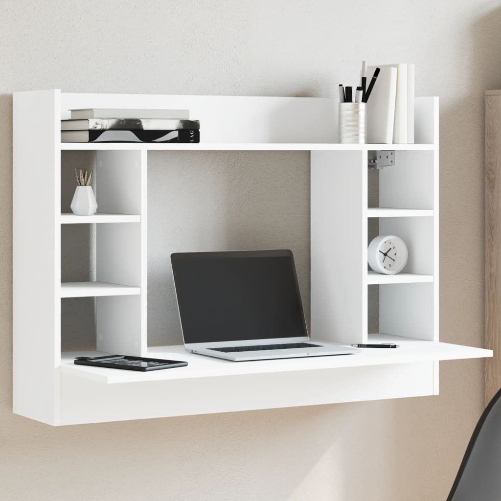 Wandbureau 105x48x75 cm bewerkt hout wit is nu te koop bij PeponiXL, paradijselijk wonen!