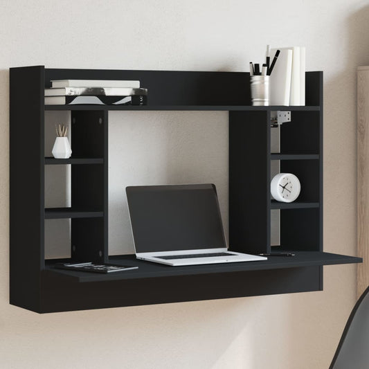Wandbureau 105x48x75 cm bewerkt hout zwart is nu te koop bij PeponiXL, paradijselijk wonen!