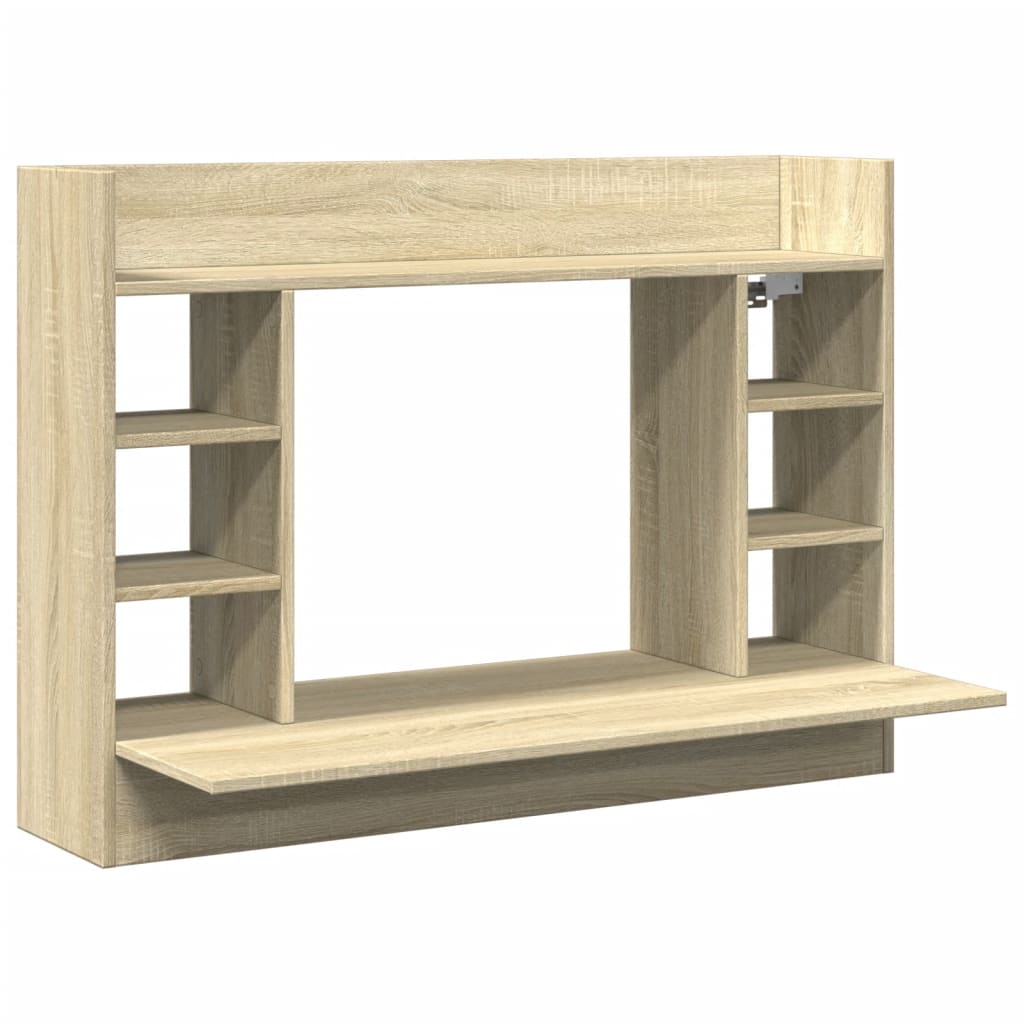 Wandbureau 105x48x75 cm bewerkt hout sonoma eikenkleurig is nu te koop bij PeponiXL, paradijselijk wonen!