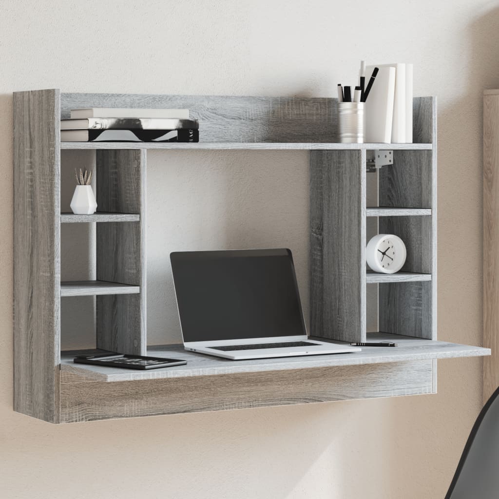 Wandbureau 105x48x75 cm bewerkt hout grijs sonoma eikenkleurig is nu te koop bij PeponiXL, paradijselijk wonen!