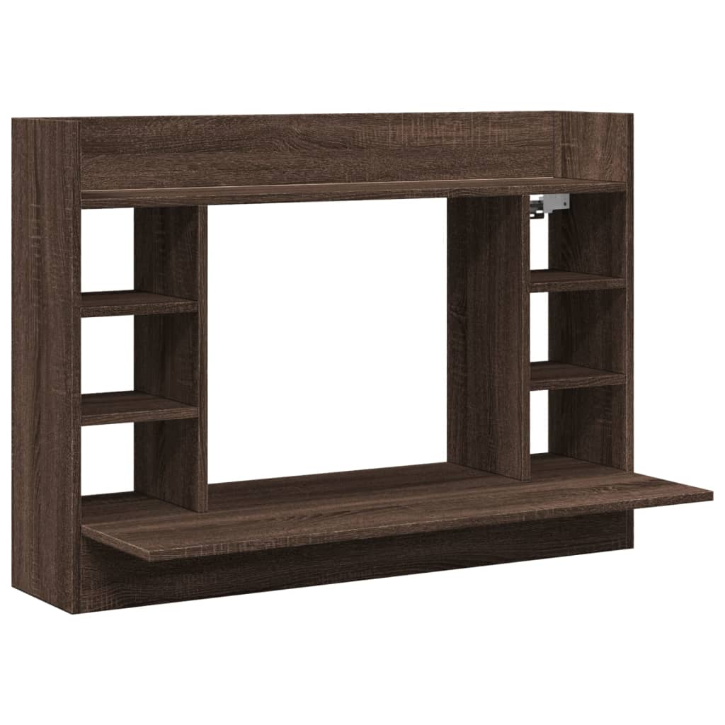 Wandbureau 105x48x75 cm bewerkt hout bruin eikenkleurig is nu te koop bij PeponiXL, paradijselijk wonen!