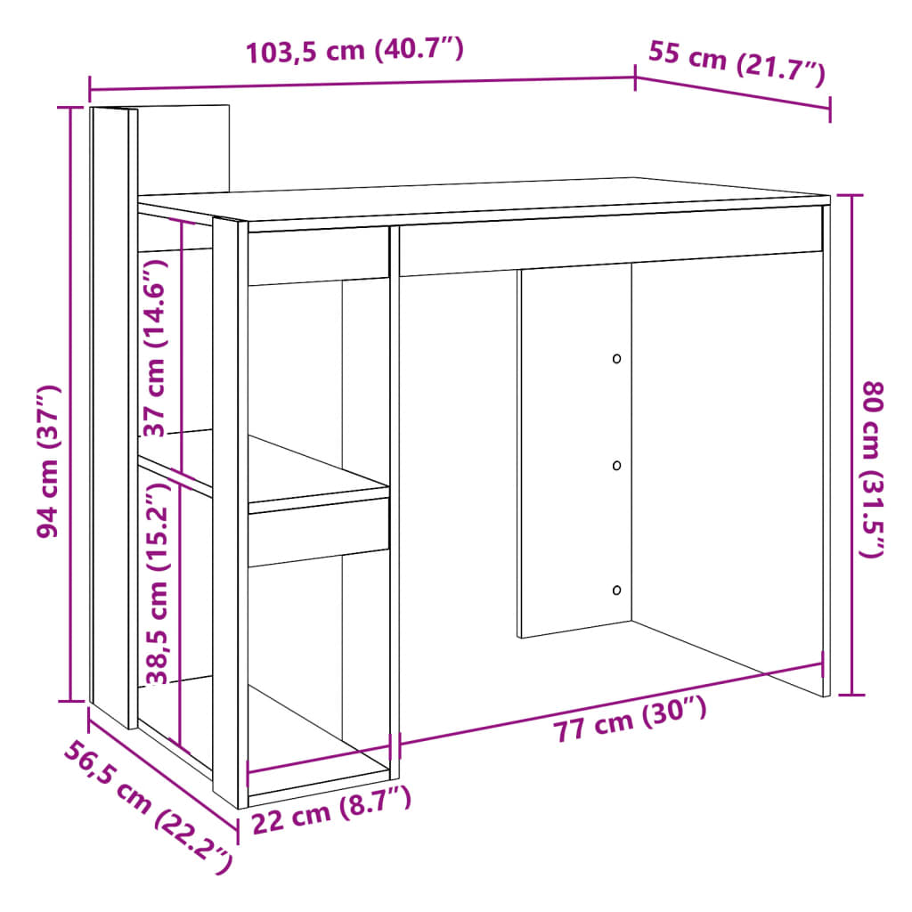 Bureau 103,5x56,5x94 cm bewerkt hout wit is nu te koop bij PeponiXL, paradijselijk wonen!