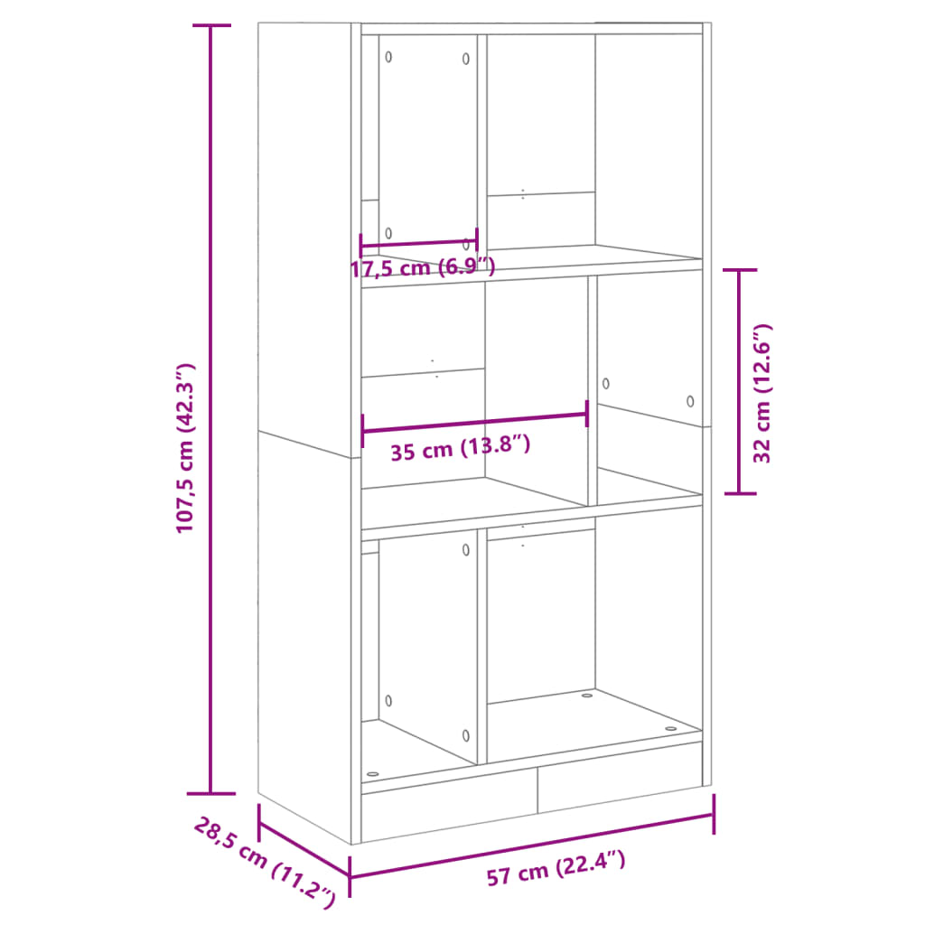 Boekenkast 57x28,5x107,5 cm bewerkt hout wit is nu te koop bij PeponiXL, paradijselijk wonen!