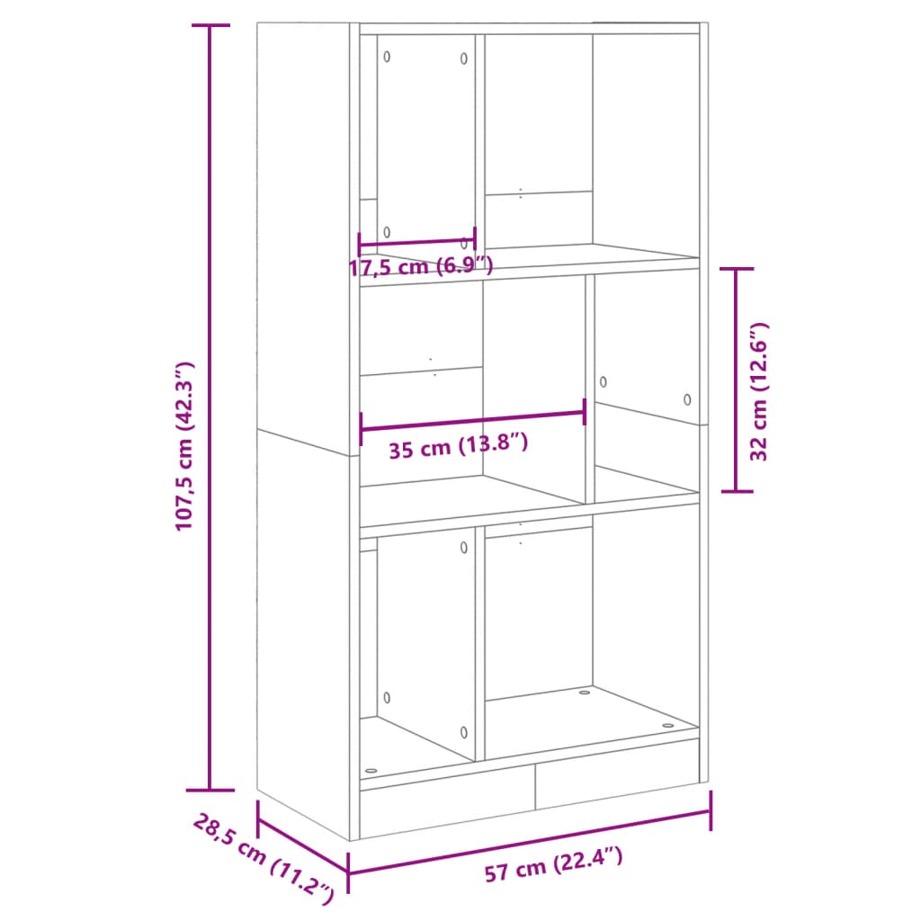 Boekenkast 57x28,5x107,5 cm bewerkt hout betongrijs is nu te koop bij PeponiXL, paradijselijk wonen!