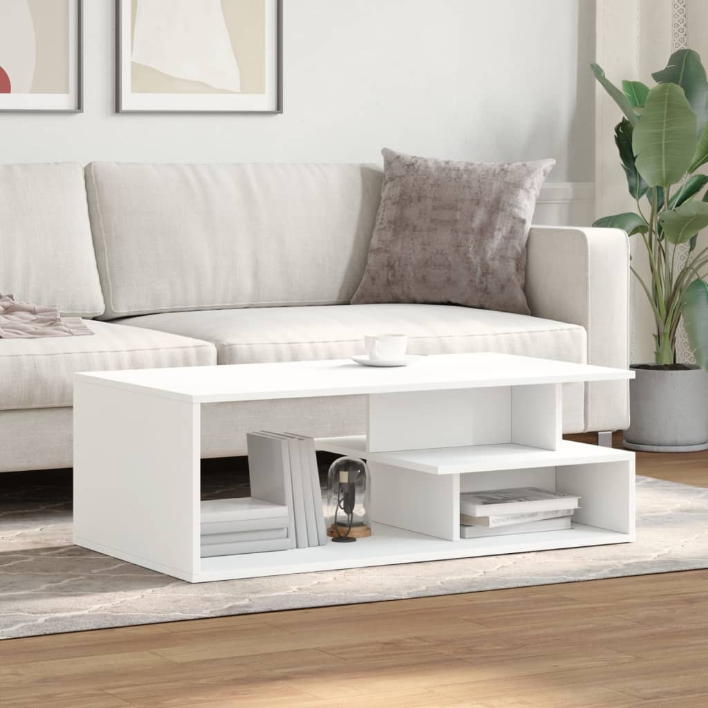 Salontafel 102x55x35 cm bewerkt hout wit is nu te koop bij PeponiXL, paradijselijk wonen!