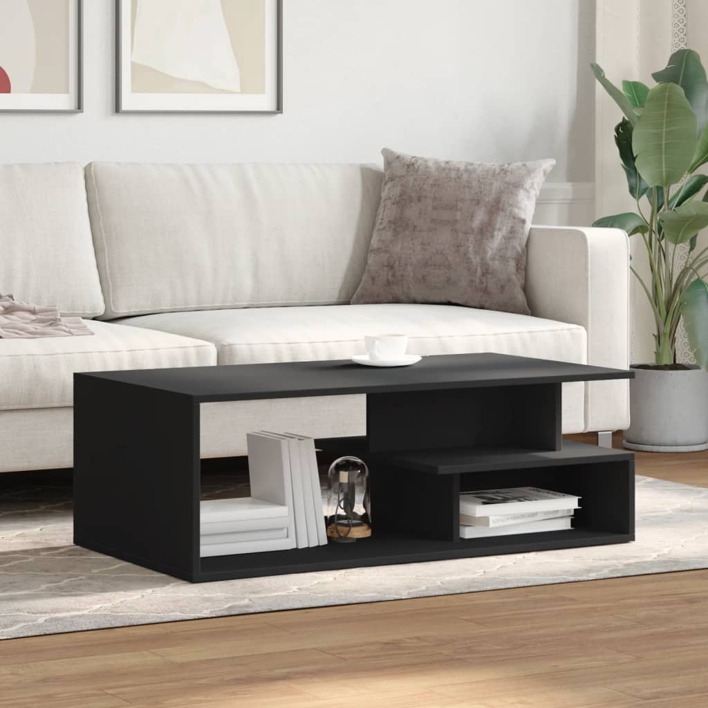 Salontafel 102x55x35 cm bewerkt hout zwart is nu te koop bij PeponiXL, paradijselijk wonen!