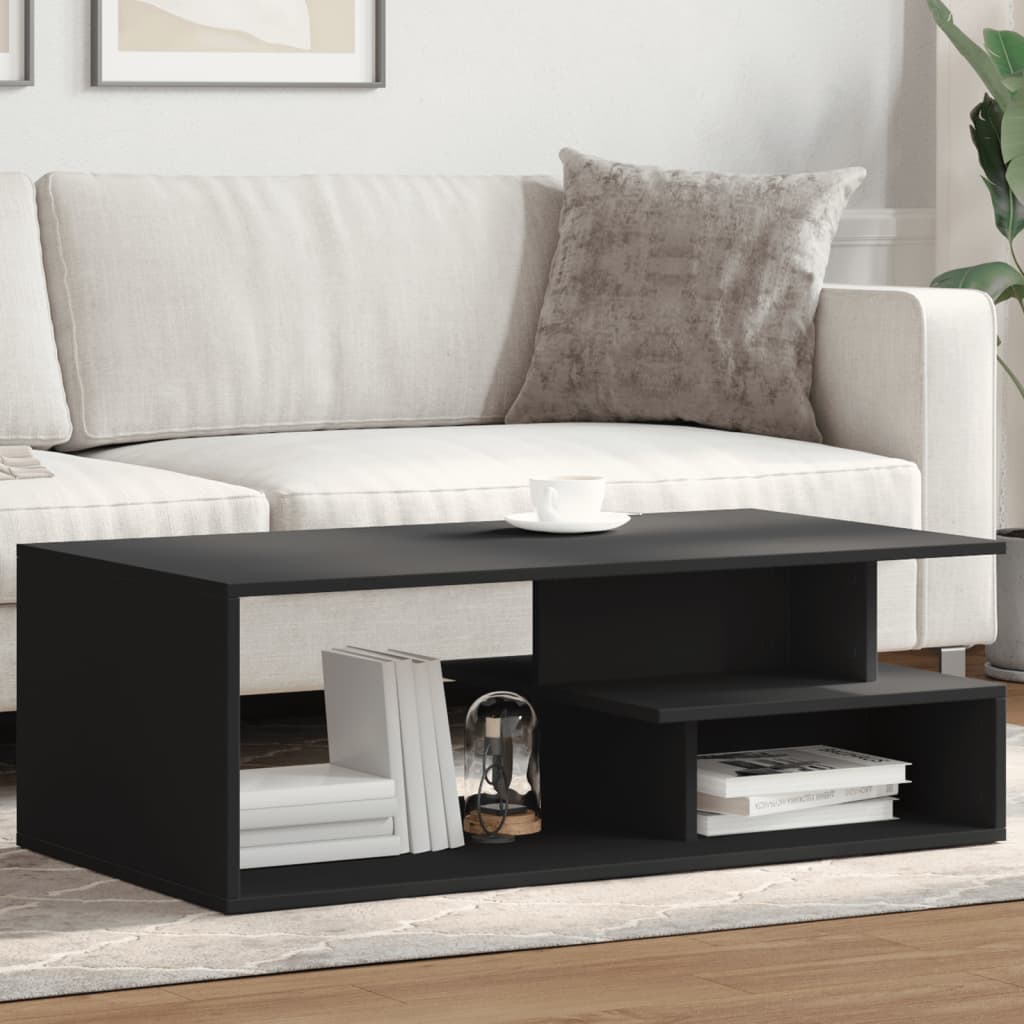 Salontafel 102x55x35 cm bewerkt hout zwart is nu te koop bij PeponiXL, paradijselijk wonen!