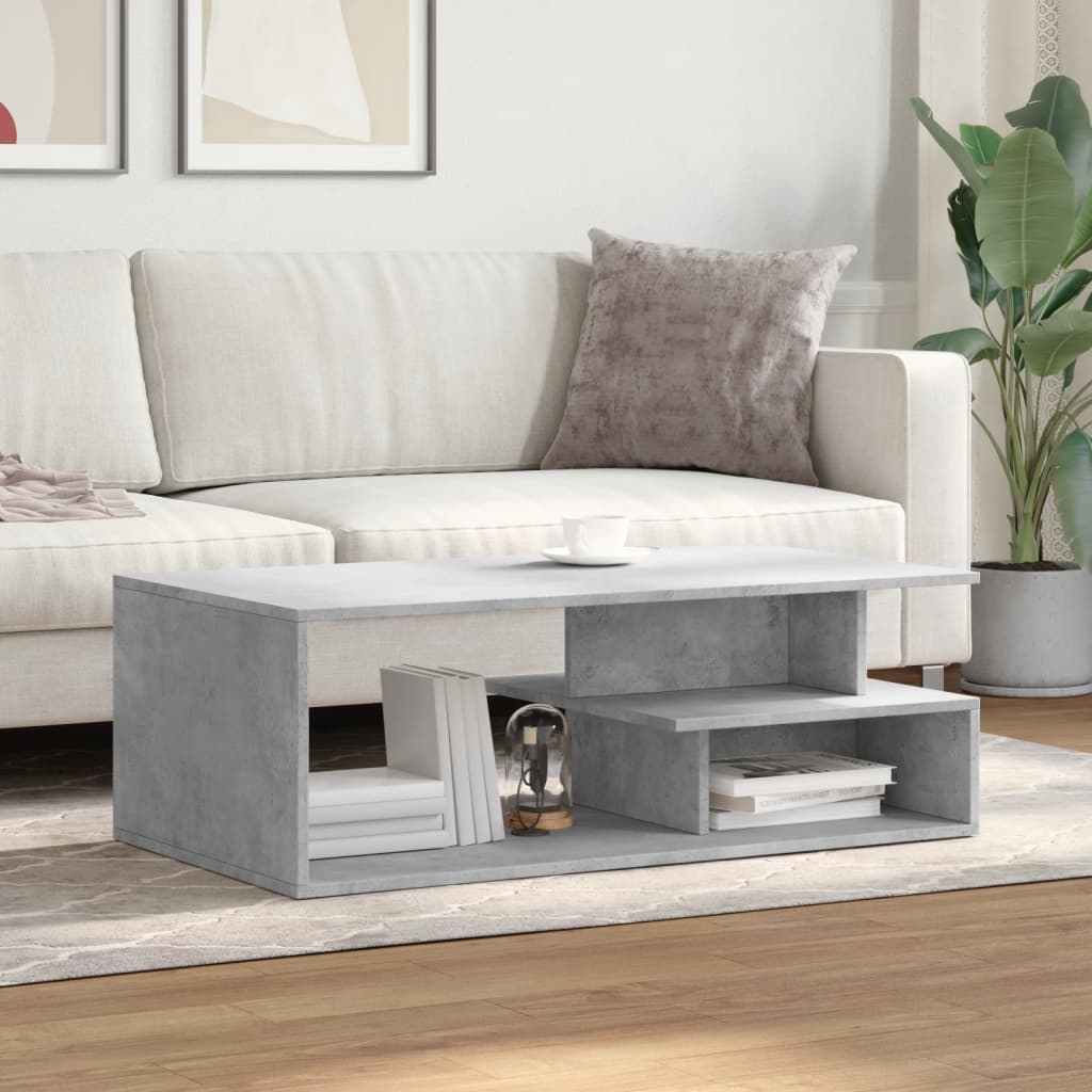 Salontafel 102x55x35 cm bewerkt hout betongrijs is nu te koop bij PeponiXL, paradijselijk wonen!