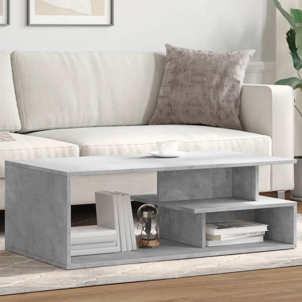 Salontafel 102x55x35 cm bewerkt hout betongrijs is nu te koop bij PeponiXL, paradijselijk wonen!