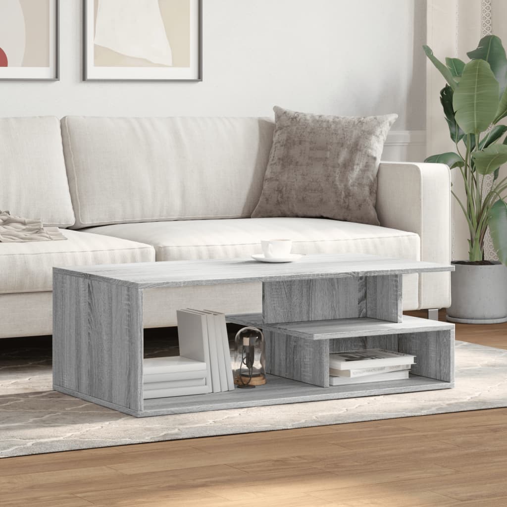 Salontafel 102x55x35 cm bewerkt hout grijs sonoma eikenkleurig is nu te koop bij PeponiXL, paradijselijk wonen!