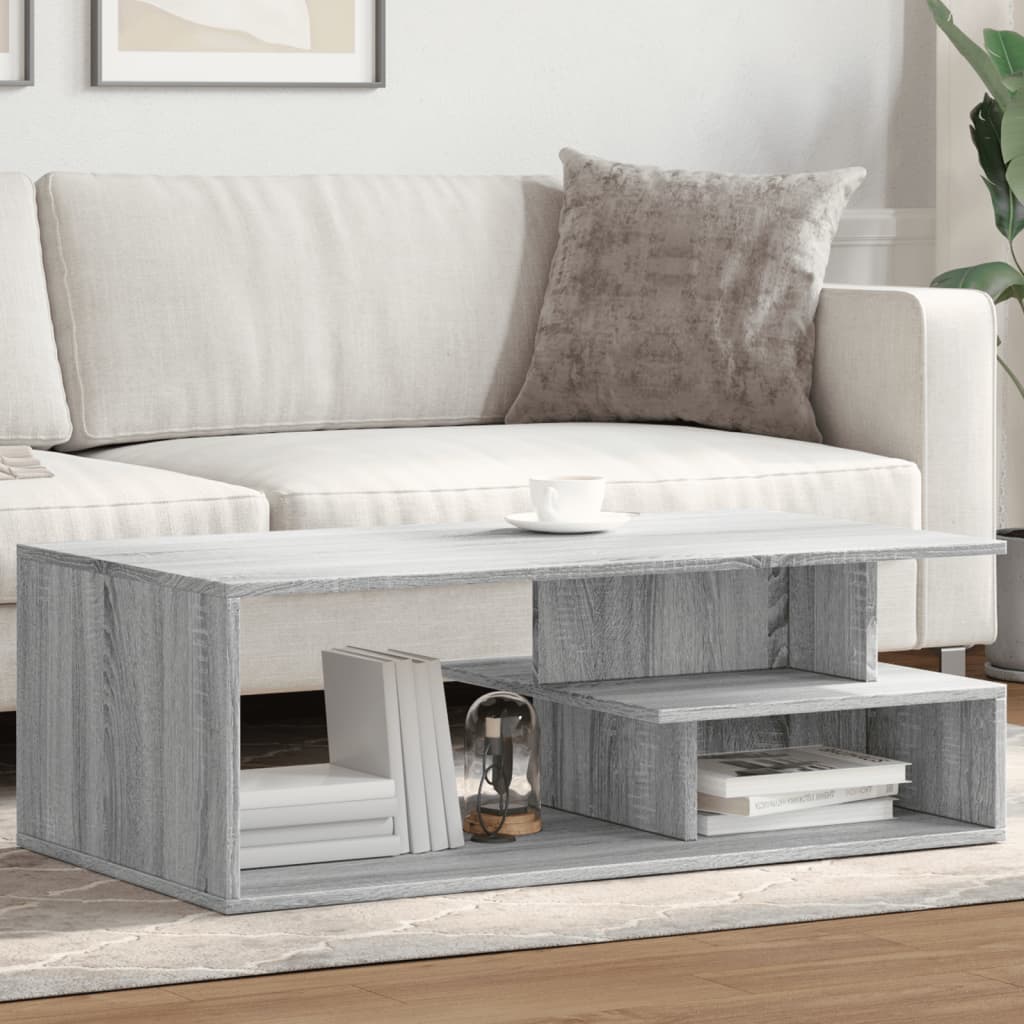 Salontafel 102x55x35 cm bewerkt hout grijs sonoma eikenkleurig is nu te koop bij PeponiXL, paradijselijk wonen!