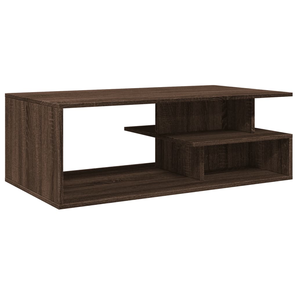 Salontafel 102x55x35 cm bewerkt hout bruin eikenkleur is nu te koop bij PeponiXL, paradijselijk wonen!