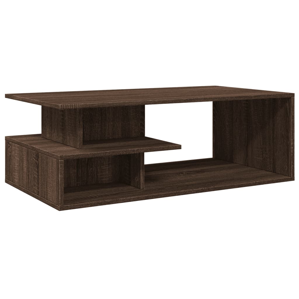 Salontafel 102x55x35 cm bewerkt hout bruin eikenkleur is nu te koop bij PeponiXL, paradijselijk wonen!