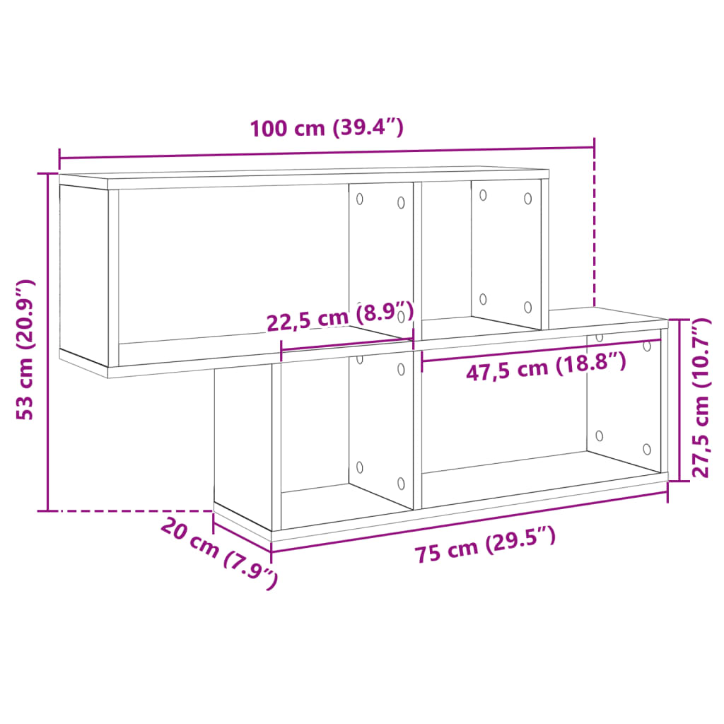 Wandschap 100x20x53 cm bewerkt hout wit is nu te koop bij PeponiXL, paradijselijk wonen!