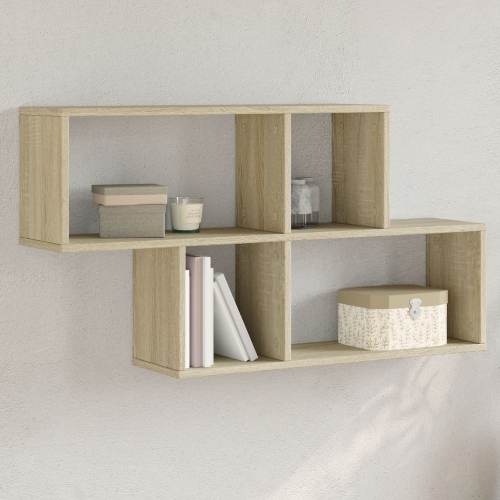 Wandschap 100x20x53 cm bewerkt hout sonoma eikenkleurig is nu te koop bij PeponiXL, paradijselijk wonen!