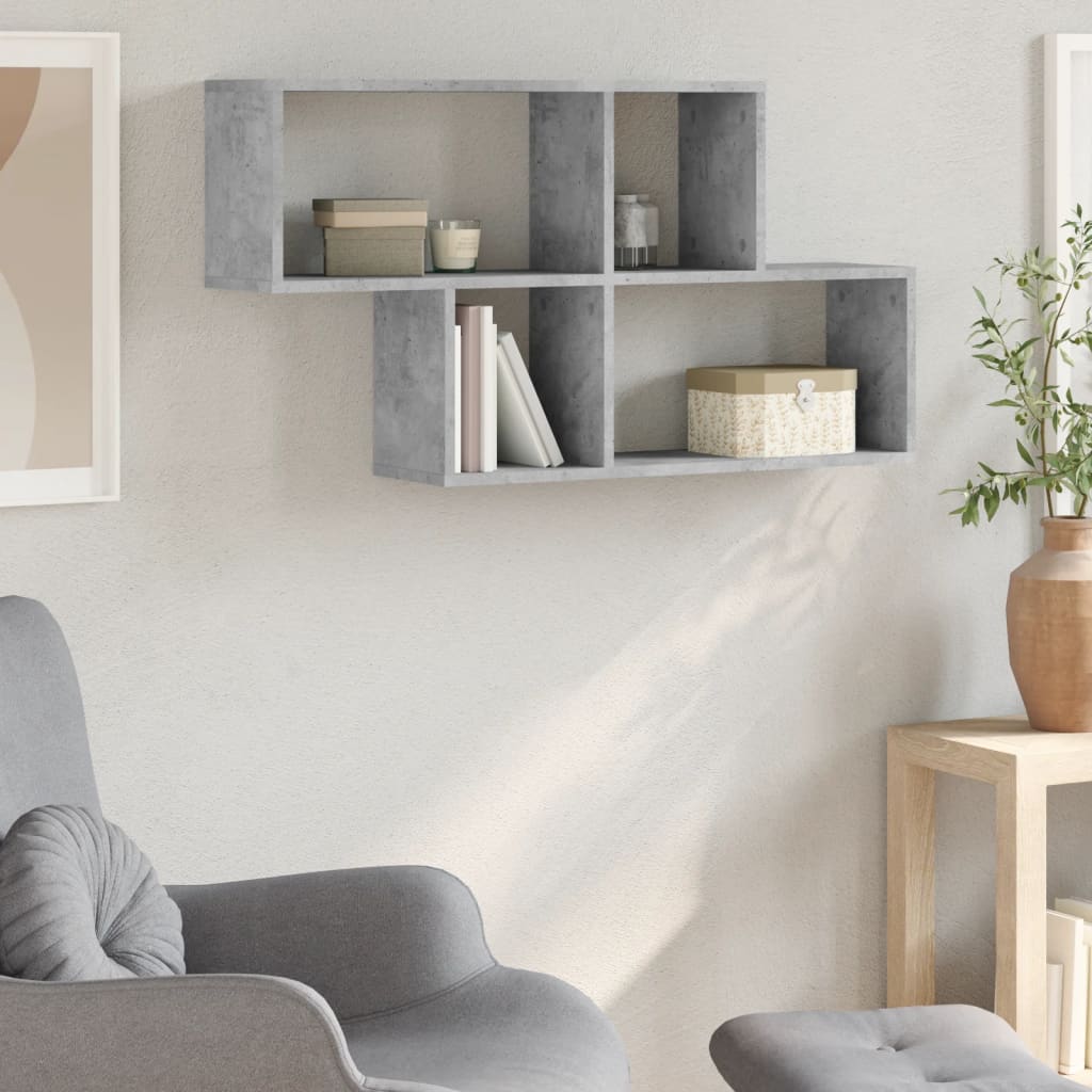 Wandschap 100x20x53 cm bewerkt hout betongrijs is nu te koop bij PeponiXL, paradijselijk wonen!