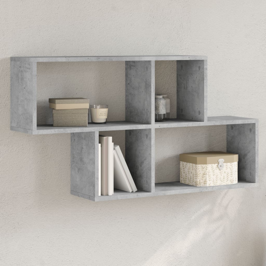 Wandschap 100x20x53 cm bewerkt hout betongrijs is nu te koop bij PeponiXL, paradijselijk wonen!
