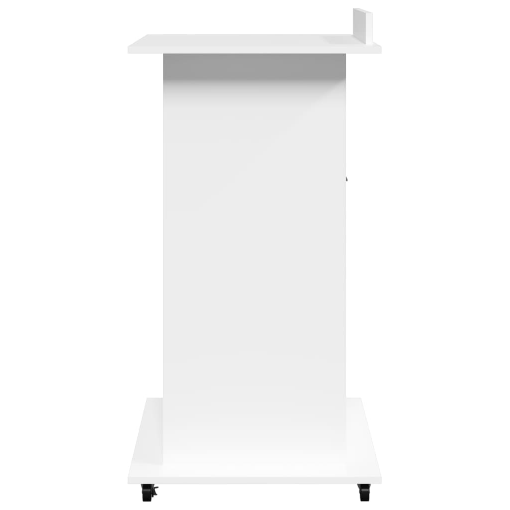 Lessenaar met wielen en lade 55x55x107 cm bewerkt hout wit is nu te koop bij PeponiXL, paradijselijk wonen!
