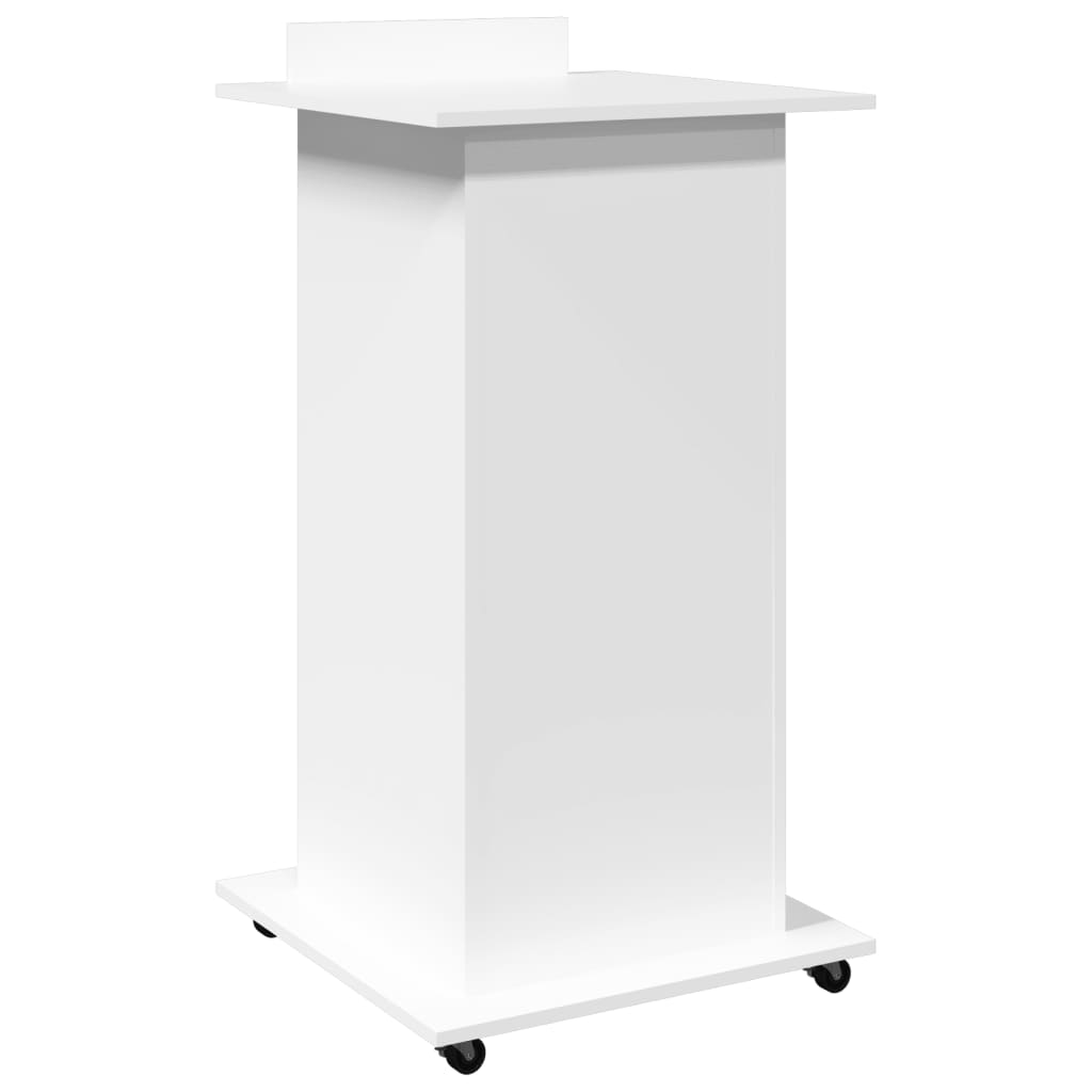 Lessenaar met wielen en lade 55x55x107 cm bewerkt hout wit is nu te koop bij PeponiXL, paradijselijk wonen!