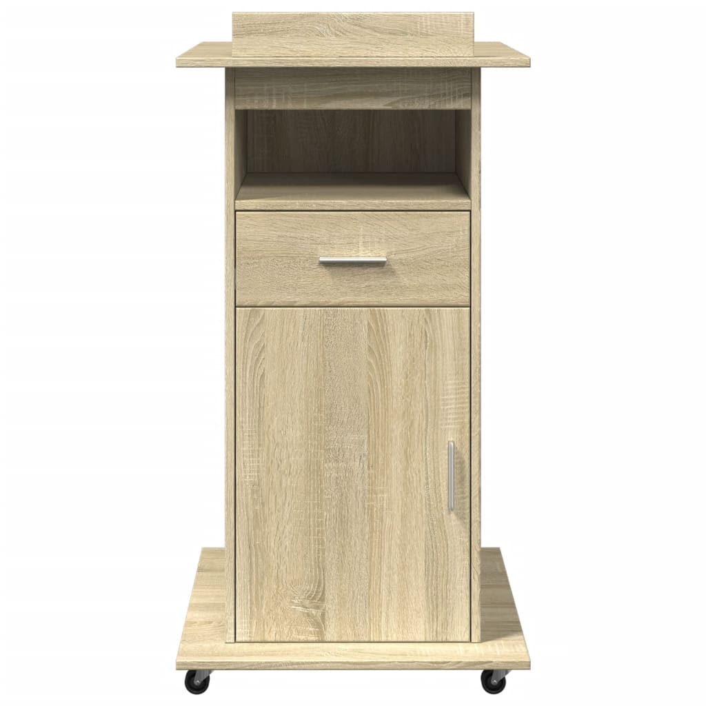 Lessenaar met wielen en lade 55x55x107 cm hout sonoma eiken is nu te koop bij PeponiXL, paradijselijk wonen!
