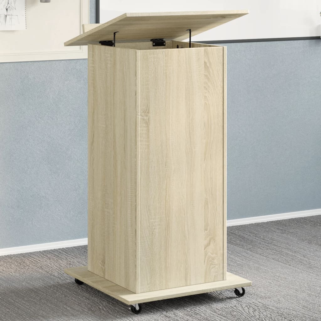 Lessenaar met wielen en lade 55x55x107 cm hout sonoma eiken is nu te koop bij PeponiXL, paradijselijk wonen!
